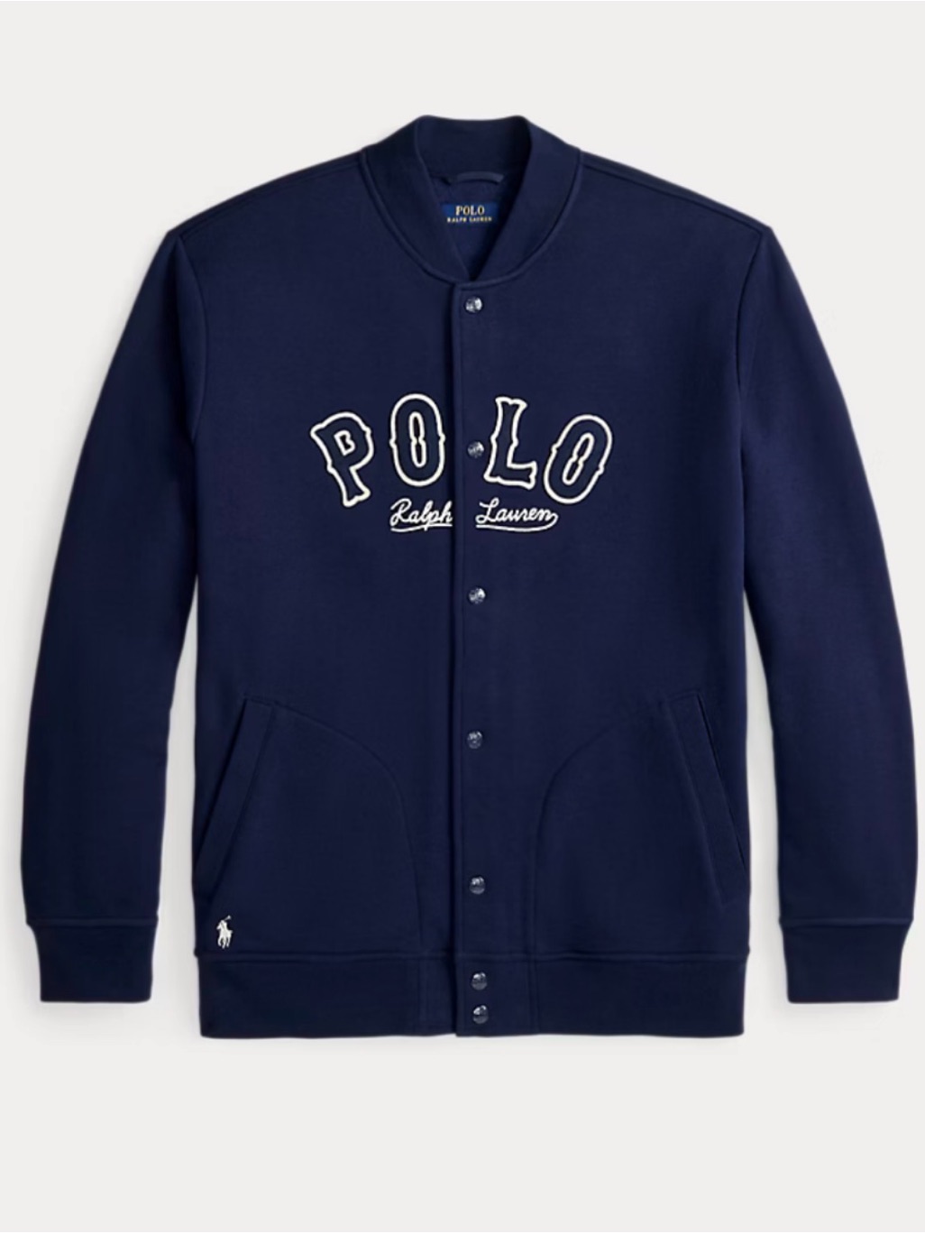 Polo By Ralph Lauren Navy Collegiate Logo Bomber Jacket